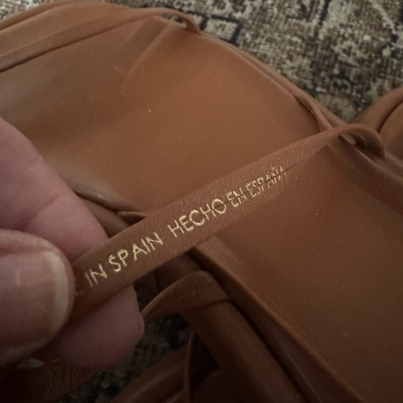 ZARA Flat Platform Strappy Leather Sandals Camel Sz 40/9.5 Chic Minimalist 90s - Picture 12 of 14